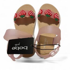 Bebe Girls' Toddlers Pink Strawberry Comfortable Sandals Size 7/8 Snap Button